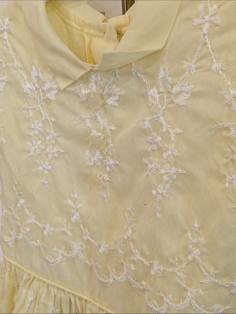 Yellow Embroidered Vintage Toddler Dress - Picture 3 of 5